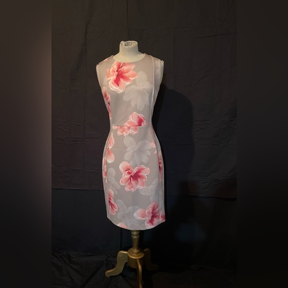 Calvin Klein Pink Sheath Midi Dress Sleeveless Round Neck 10 Open Zipper NWOT - Picture 1 of 5